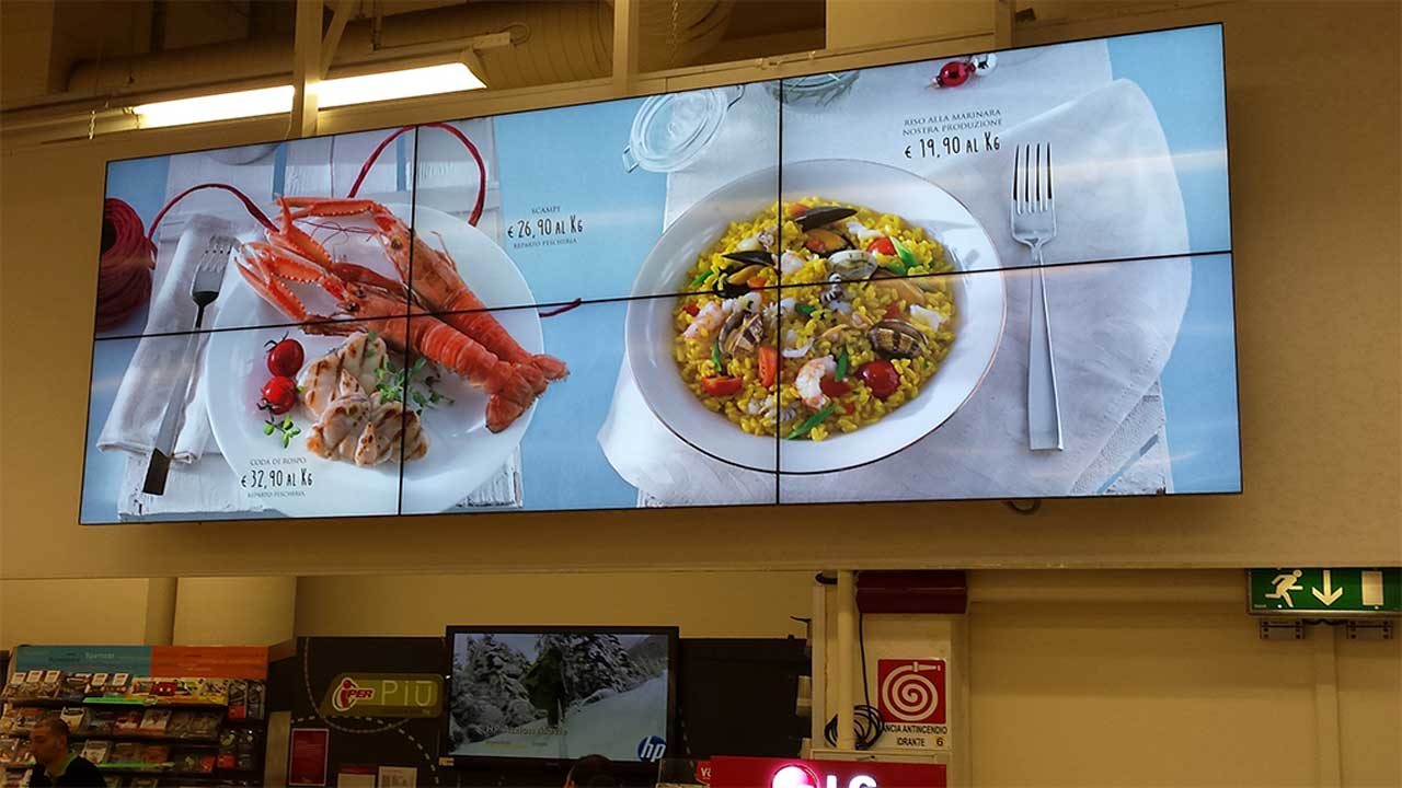 Video wall per supermercato